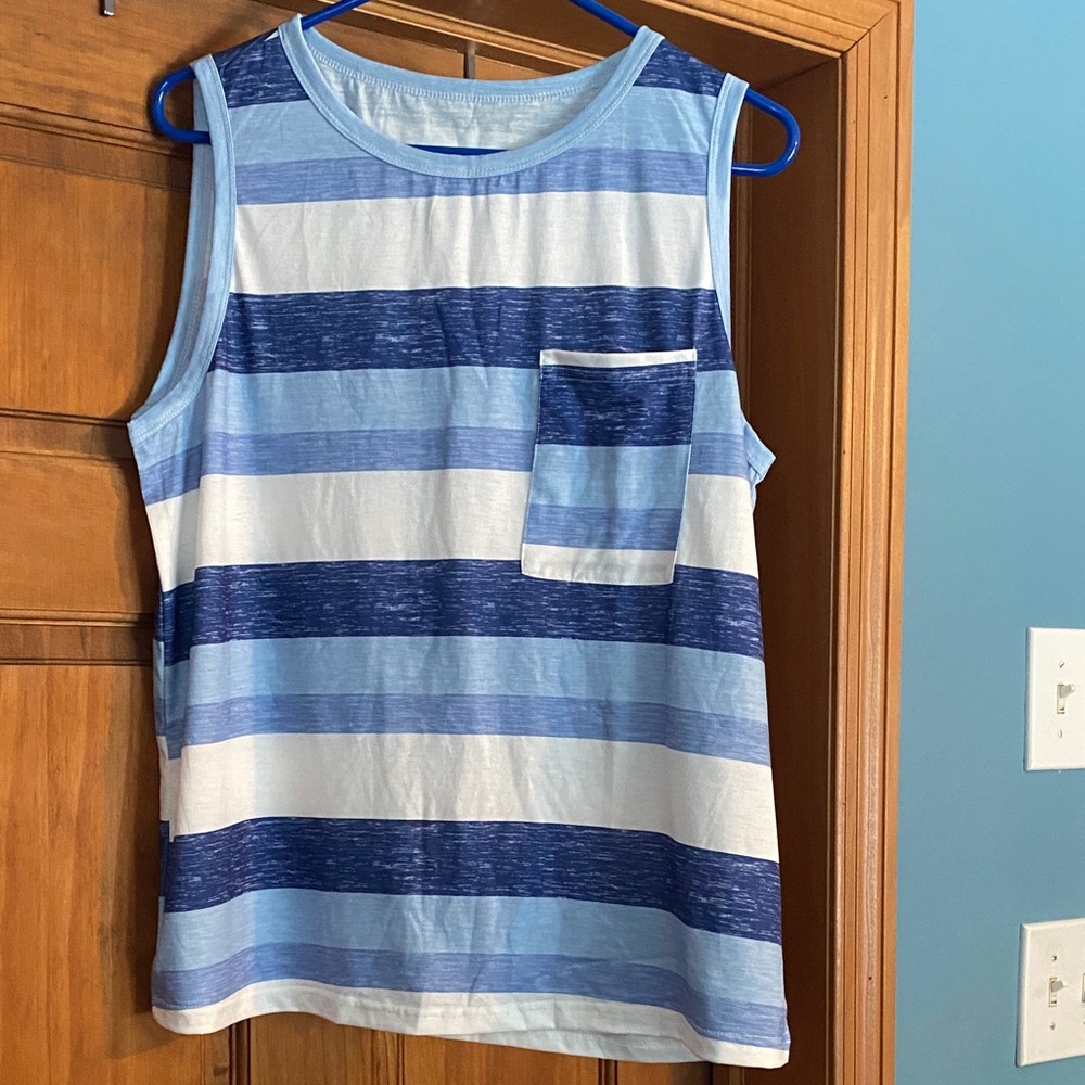 Blue and White Striped Tank Top